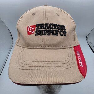 TSC Tractor Supply Co Adjustable Hat Tan Red Embroidered Logo Baseball Cap